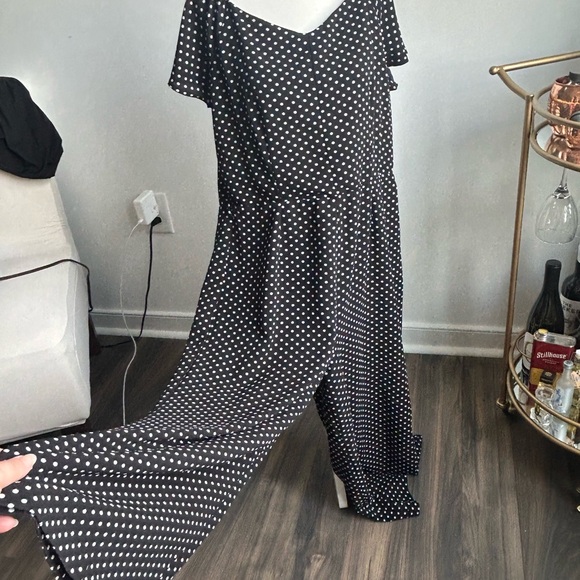 Monteau Black and White Polka Dot Maxi jumpsuit - Picture 5 of 6